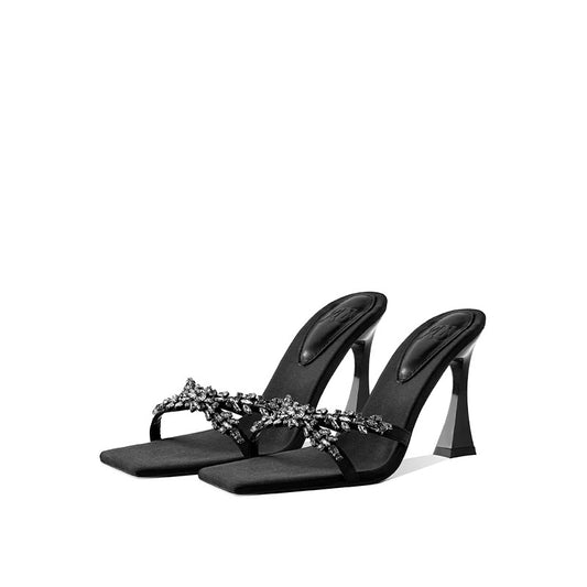 Amara Crystal Embellished Satin Mules