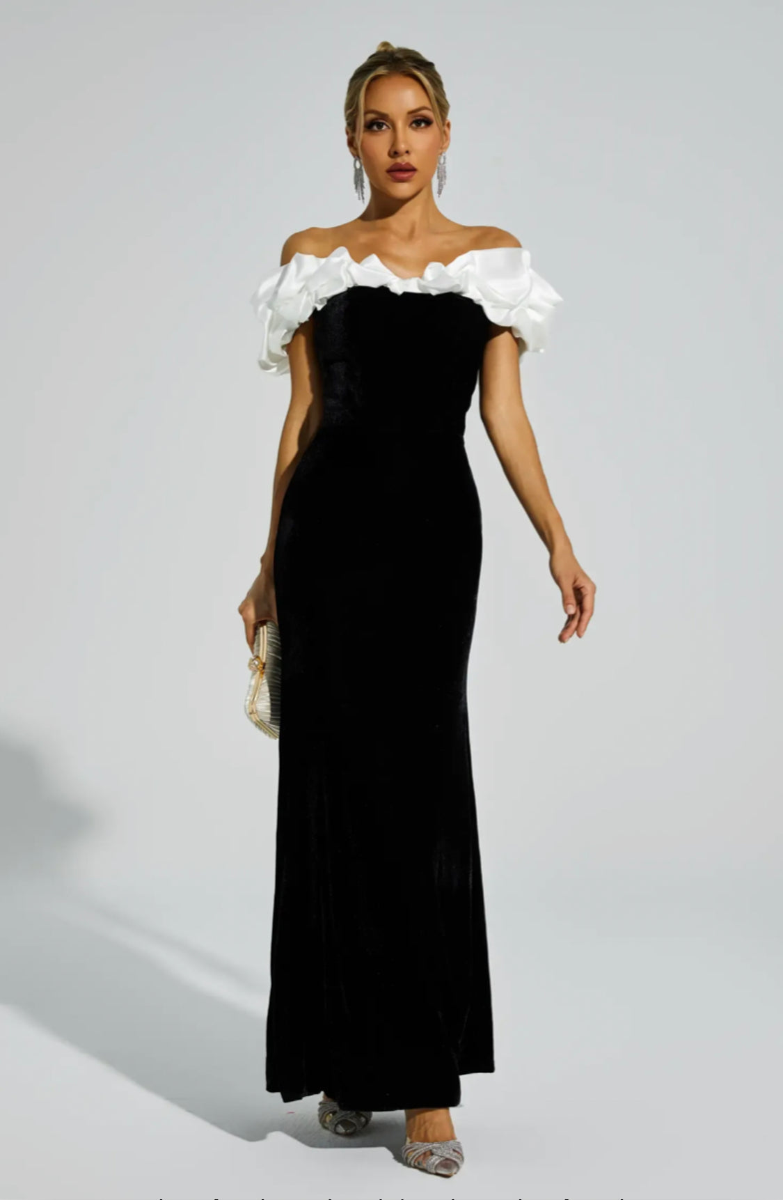 Angel velvet off shoulder maxi dress