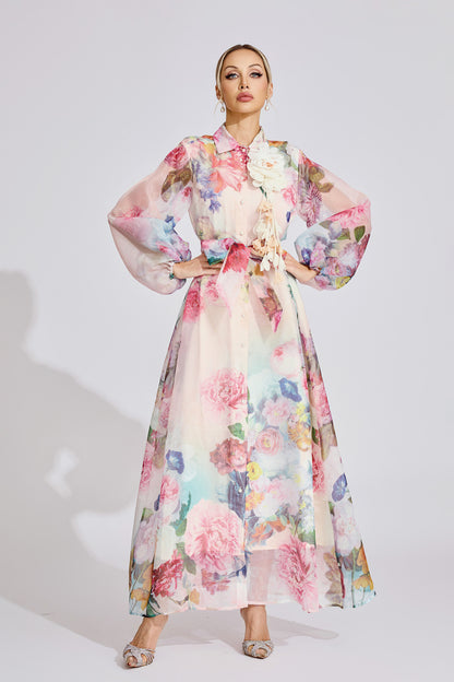 Fleur Royale Maxi Shirt Dress