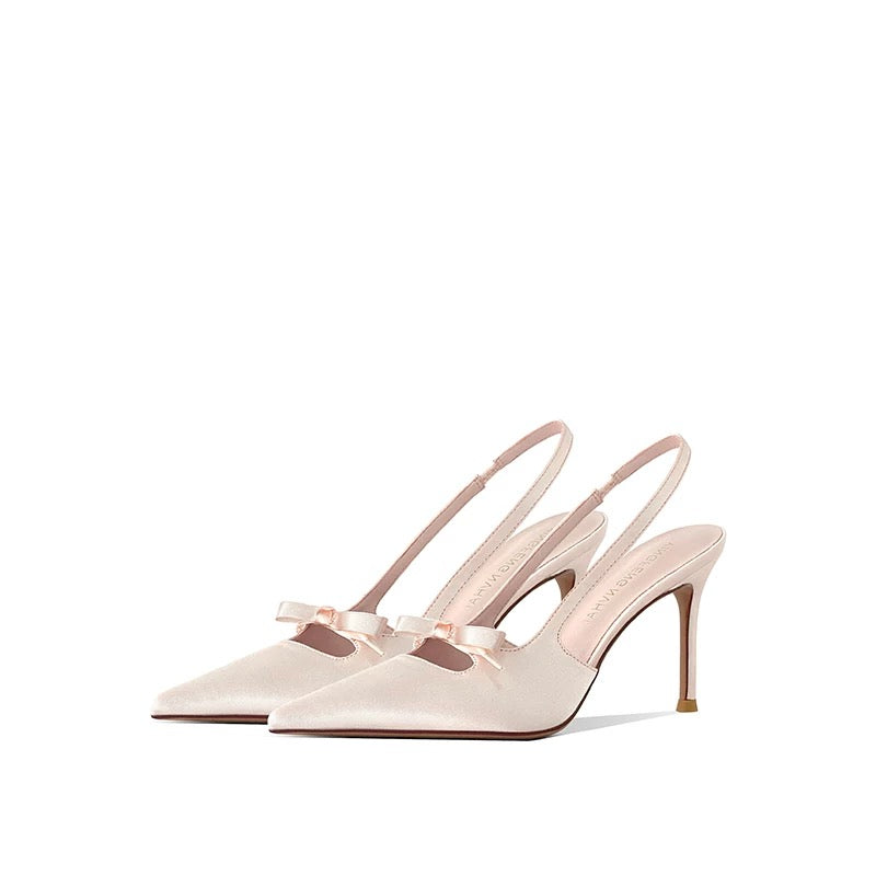 Rosalie Satin Bow Slingback Heels