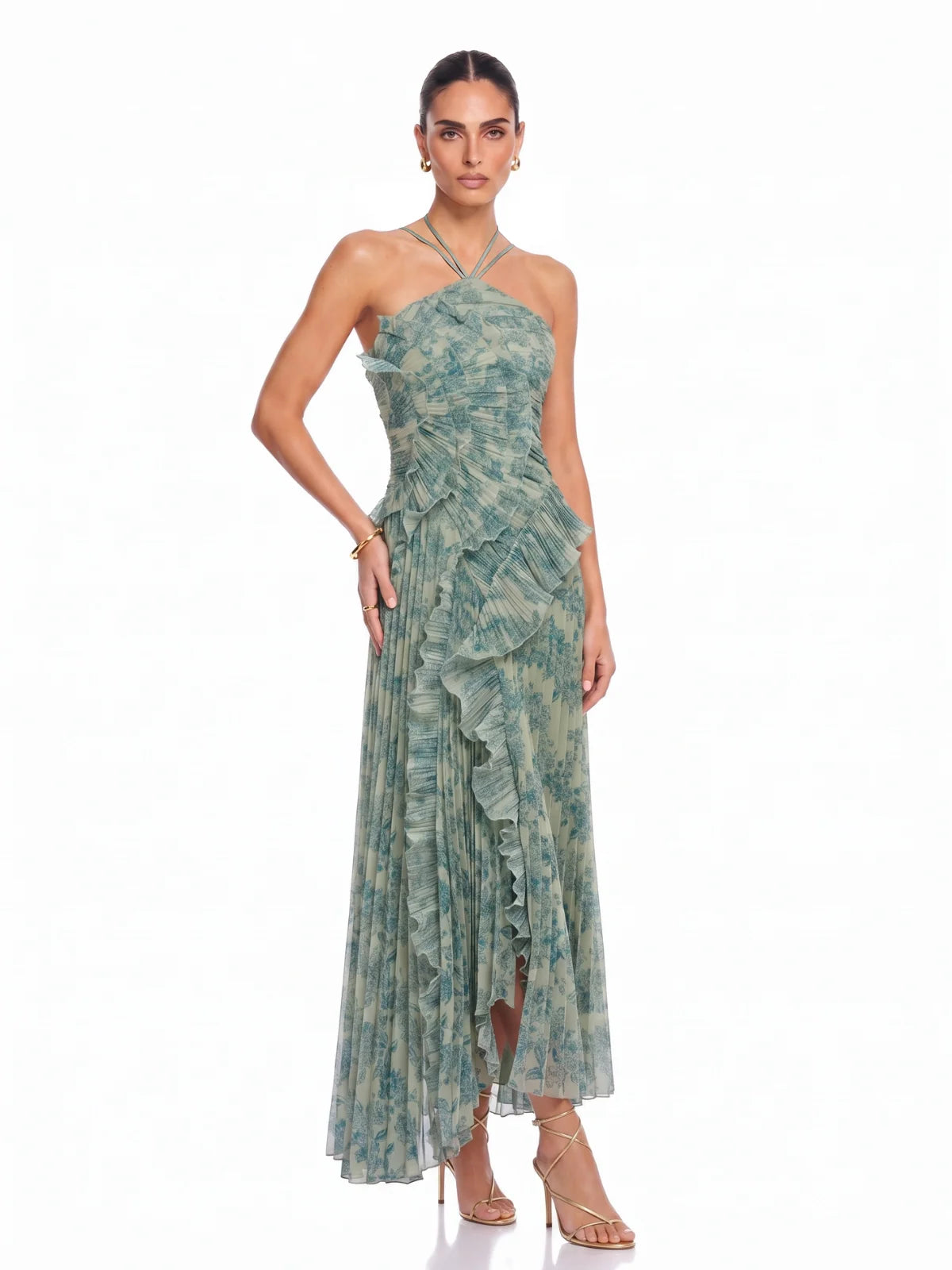 Aurelia Botanical Ruffle Maxi Dress