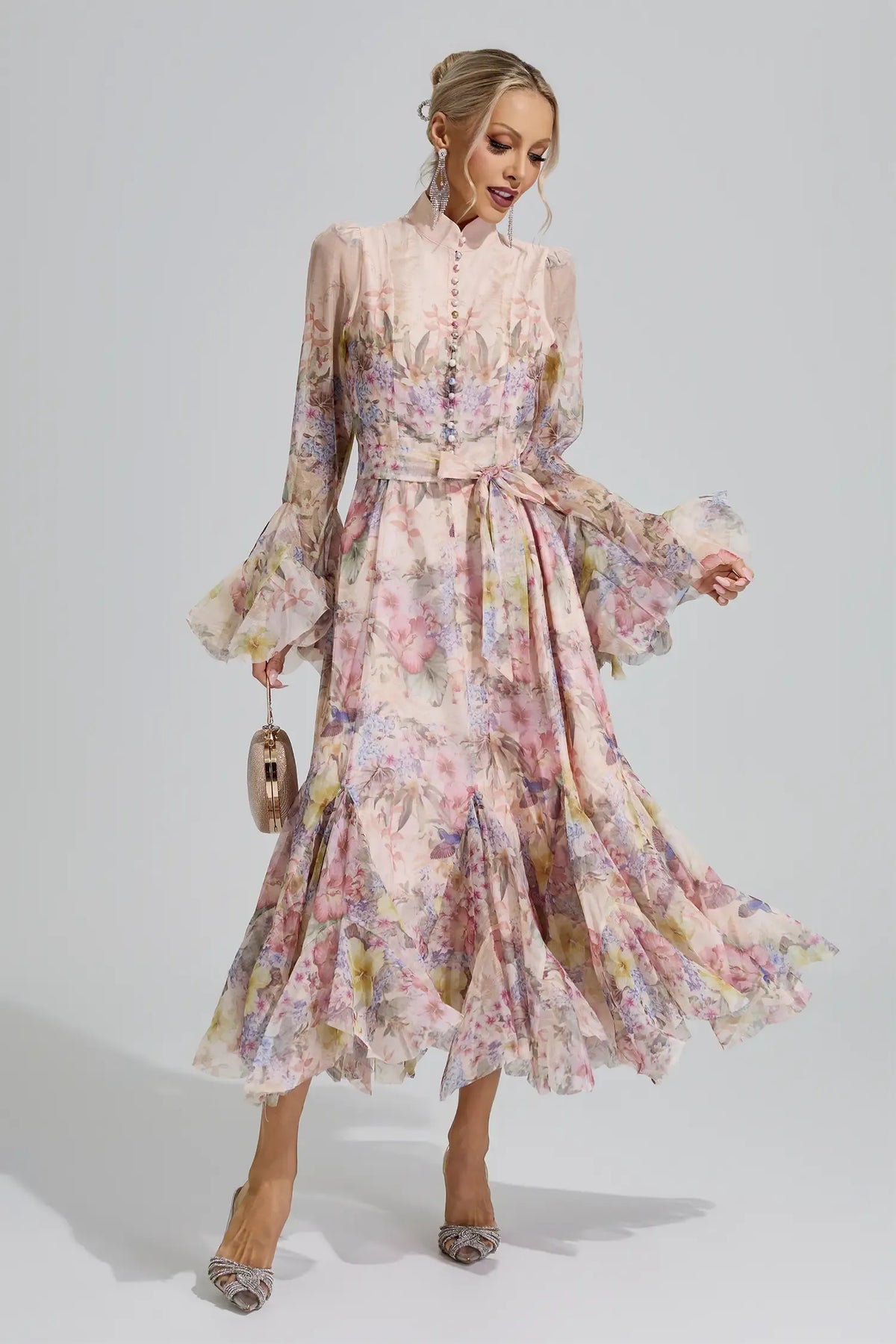 Rosalie Floral Chiffon Midi Dress