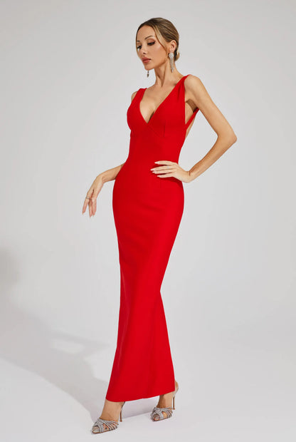 Valentina Red Backless Gown