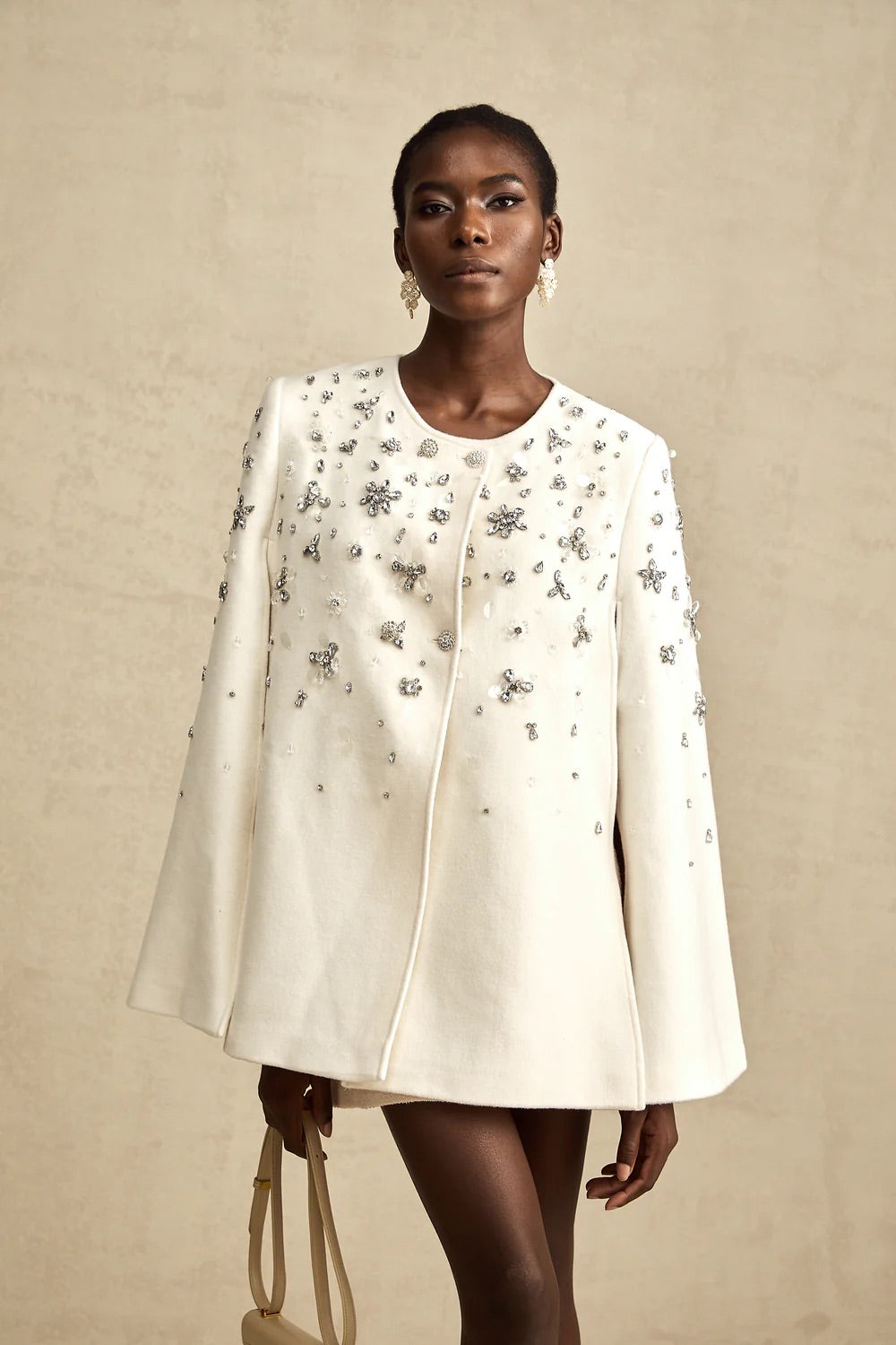 Cape style crystal embellished jacket