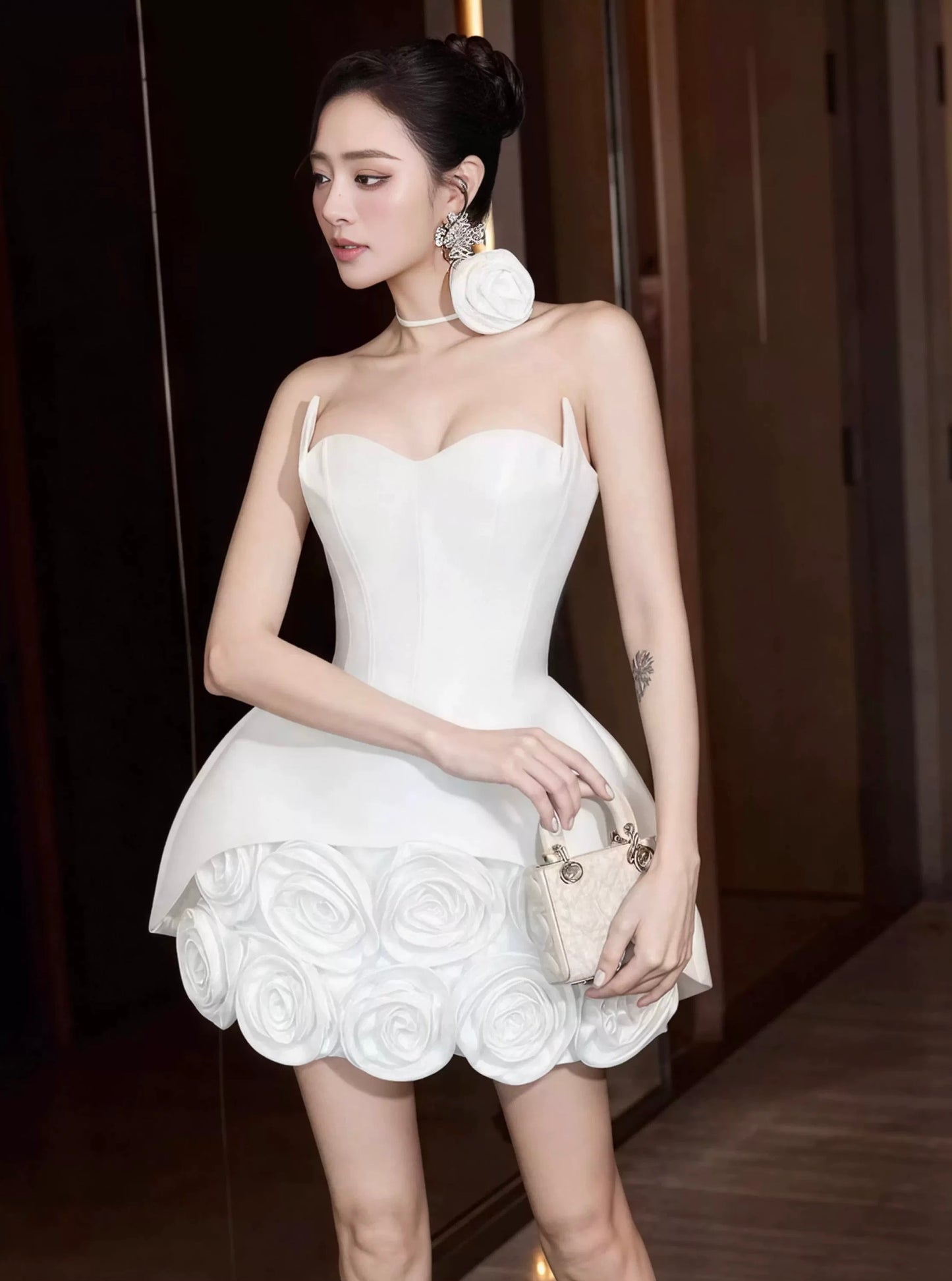 Rosa Petal Corset Mini Dress