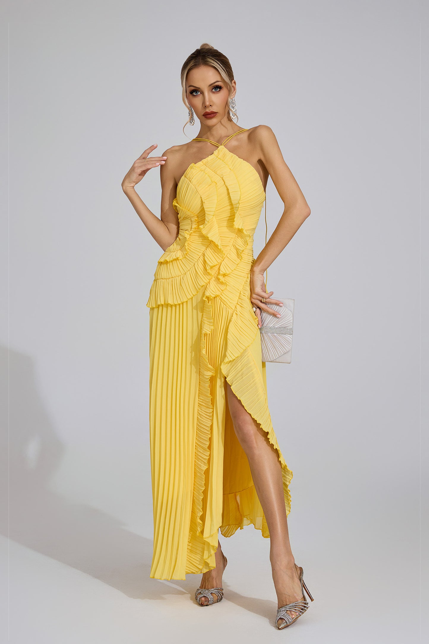 Amélie Pleated Ruffle Gown