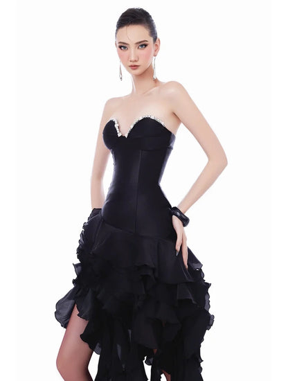 Belle Ruffle Crystal Gown