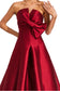 Bow satin red maxi dress