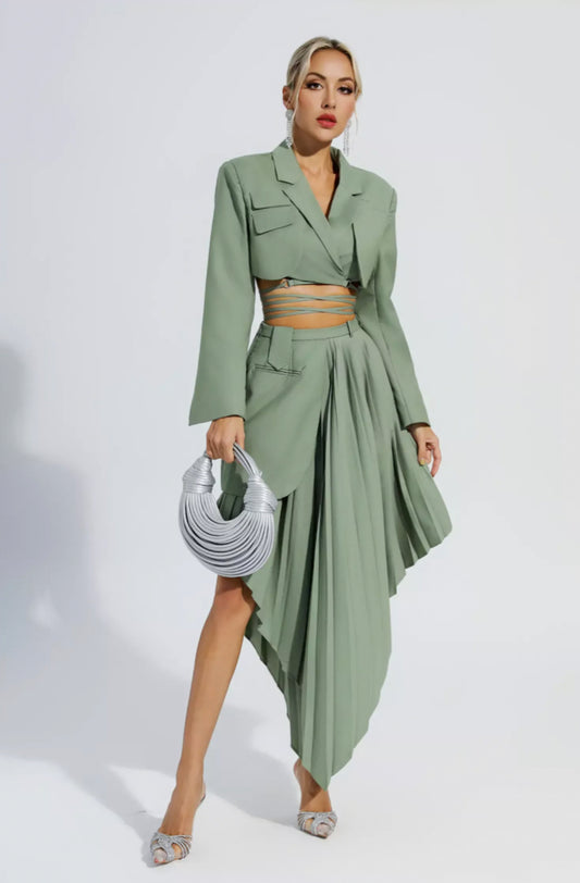 Myra cropped blazer/skirt set