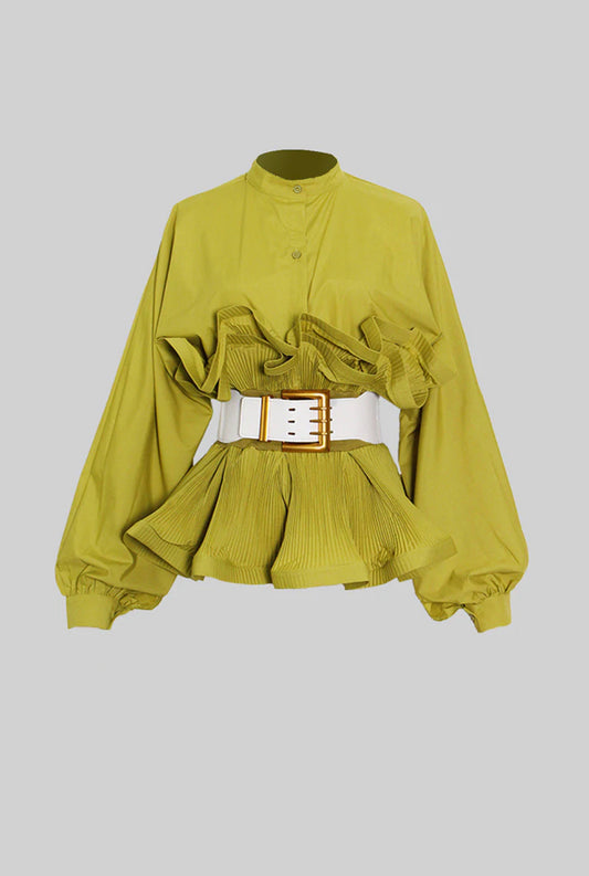 Avril ruffle shirt with belt