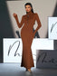 Long sleeves brown maxi dress (8311182754030)