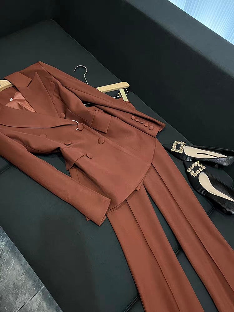 Vienna Double-Breasted Blazer and Flared Pants Set
