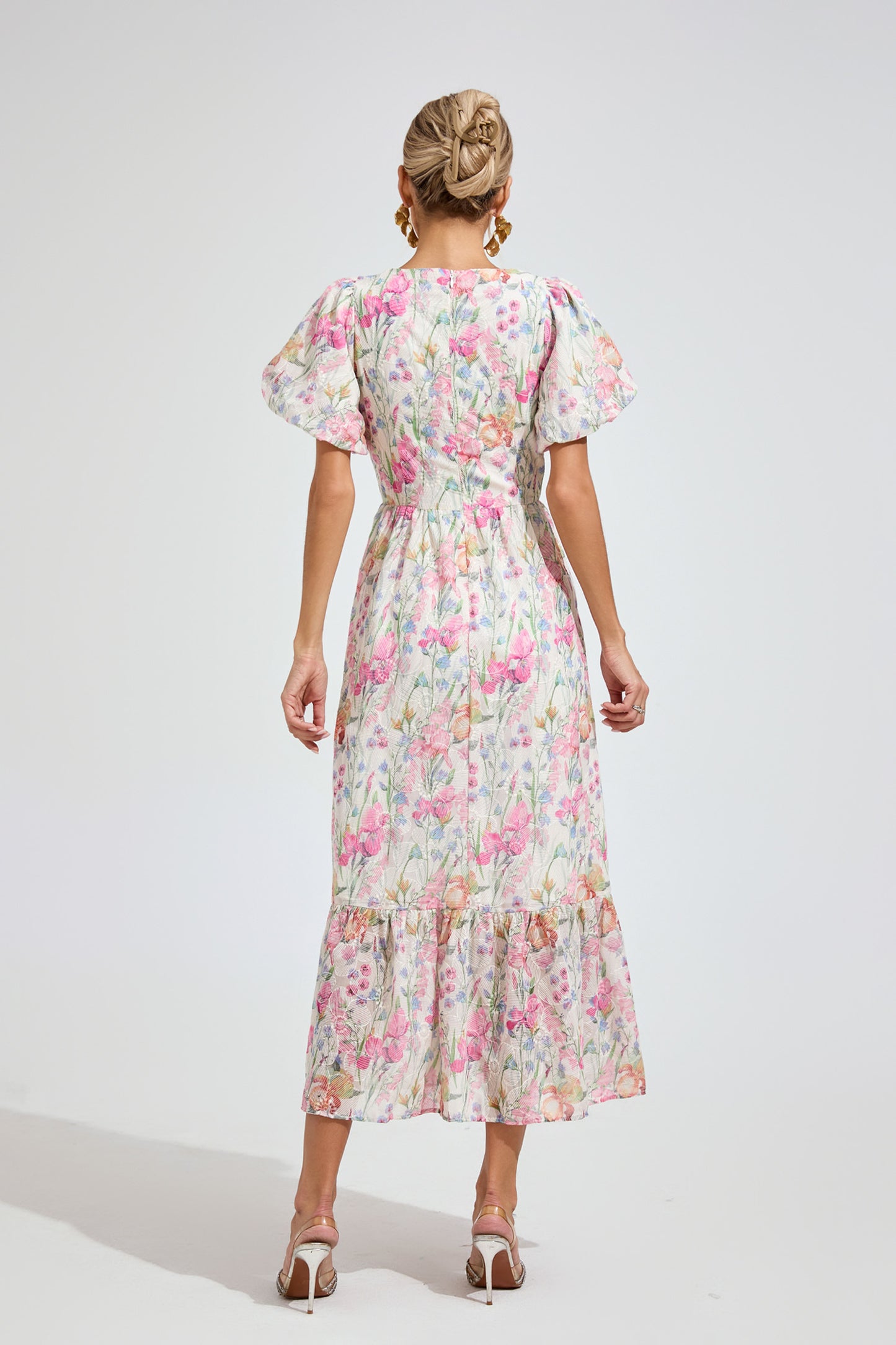 Fleur Meadow Puff Sleeve maxi Dress