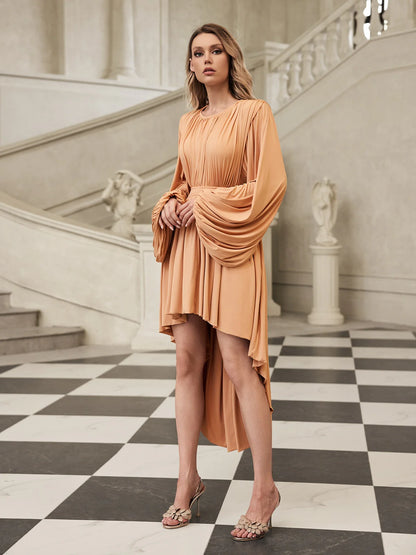 Solène Draped High-Low Gown