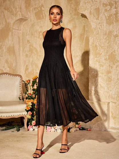 Éclat Noir Midi Dress