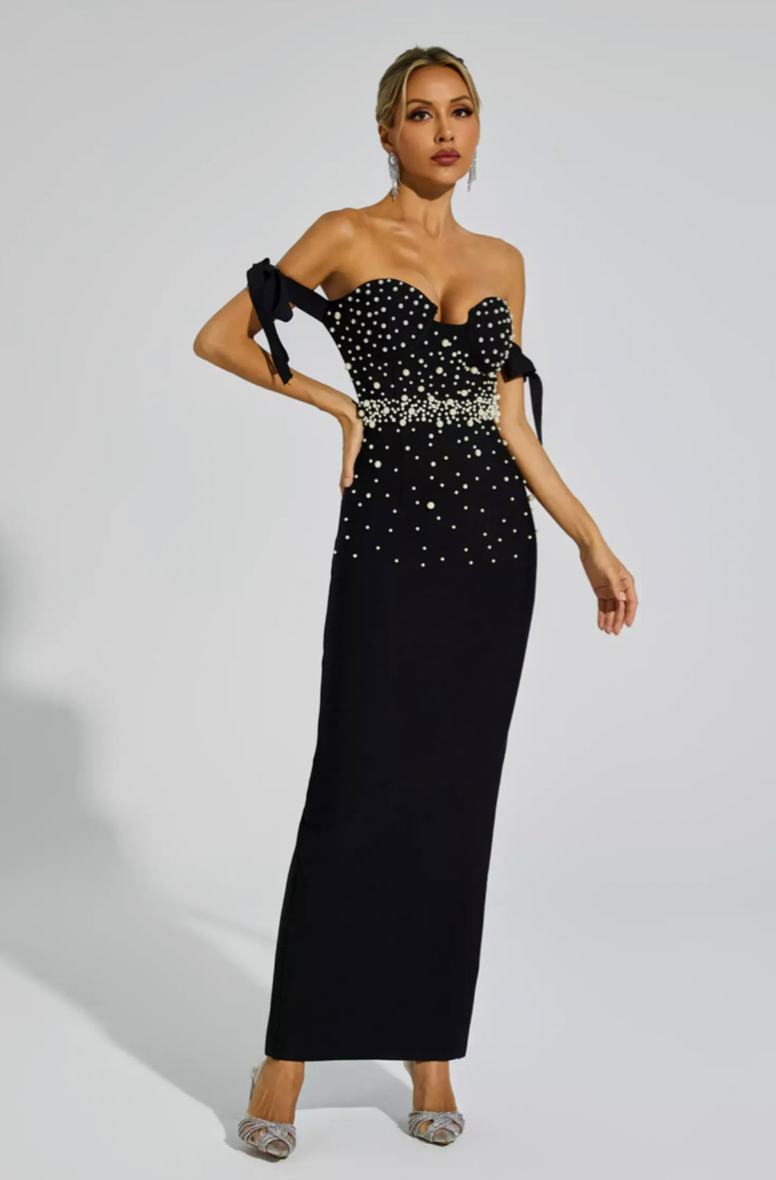 Antony pearls black maxi dress