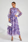 Floral purple mesh midi dress (Preorder)