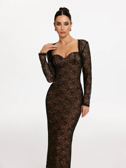 Velora Lace Sculpt Maxi Dress