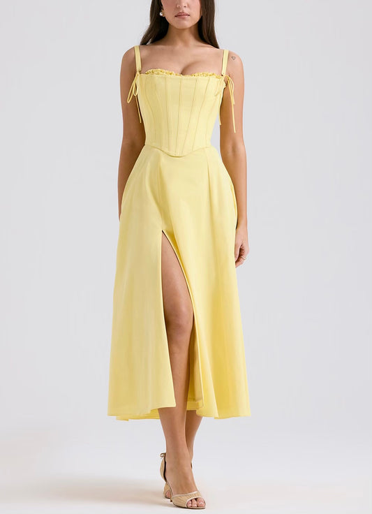 Clarabelle yellow midi dress