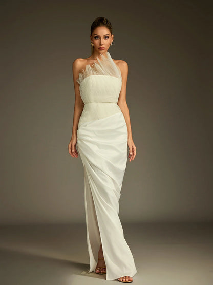 Étoile Feathered Halter Gown