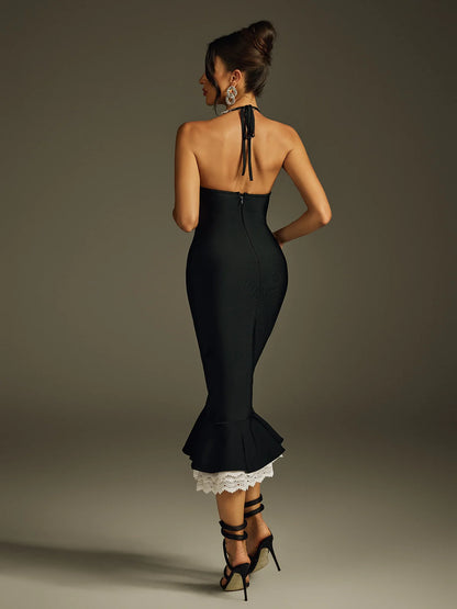 Belle Dentelle Contrast Midi Dress