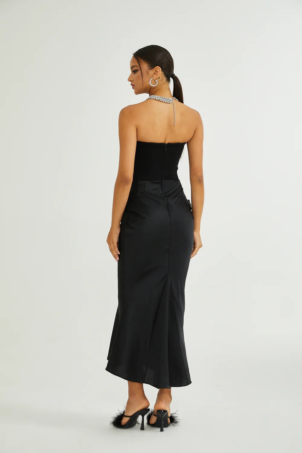 Sifa velvet Corset midi dress