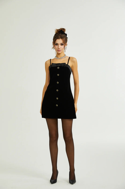 Reeva bow velvet mini dress