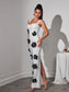 Flower adorned bandage maxi dress