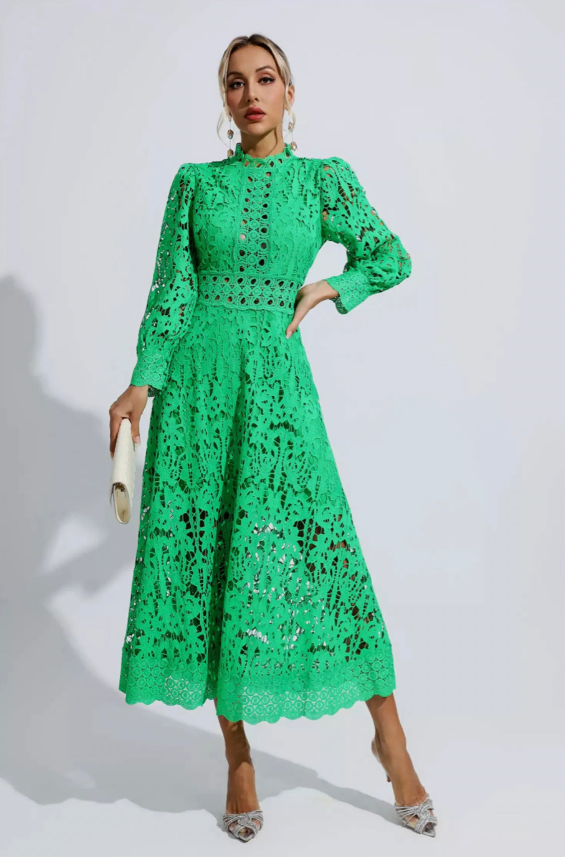 Kenzie green lace maxi dress