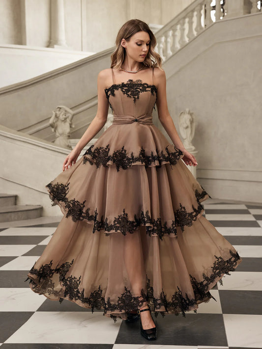 Rose Noir Tiered Gown