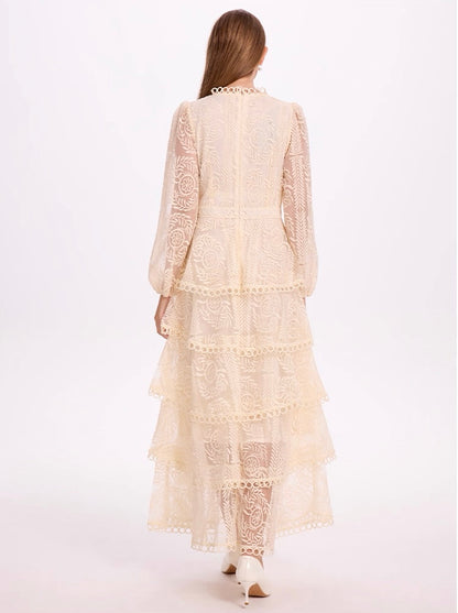 Élise Tiered Lace Maxi Dress