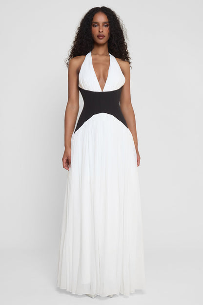 Odette Monochrome Halter Gown