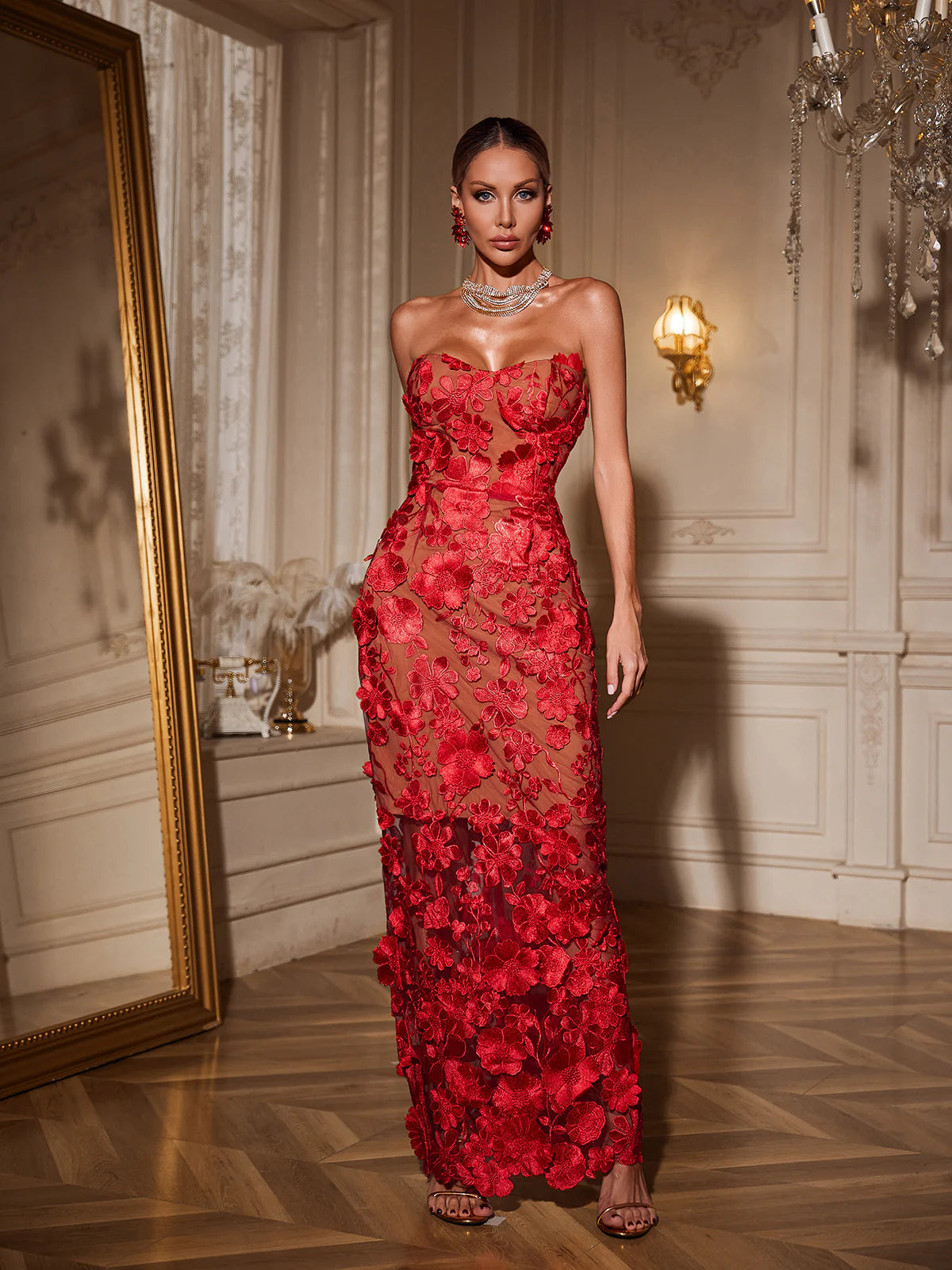 Élodie Floral Appliqué Gown