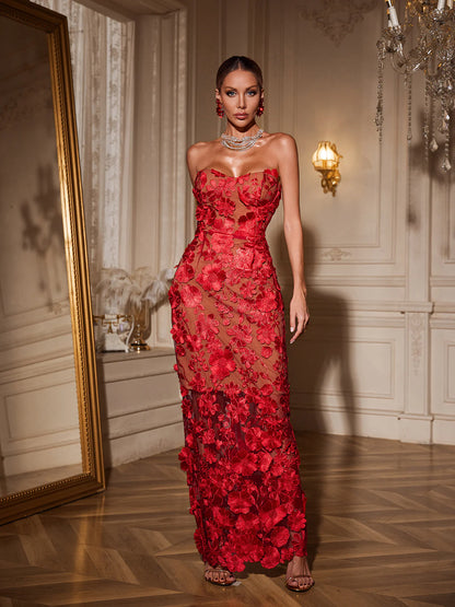 Élodie Floral Appliqué Gown