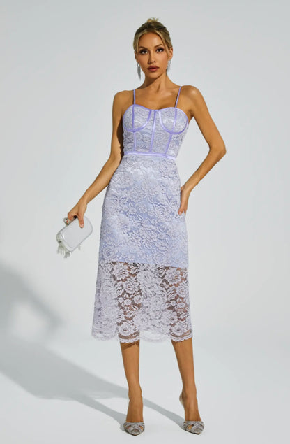 Joelle flower lace midi dress