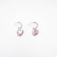 Pink heart pendant earrings