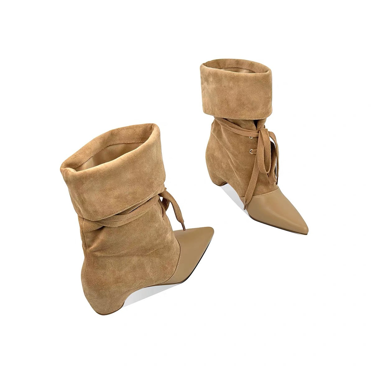 Sloane Pointed-Toe Lace-Up Boots