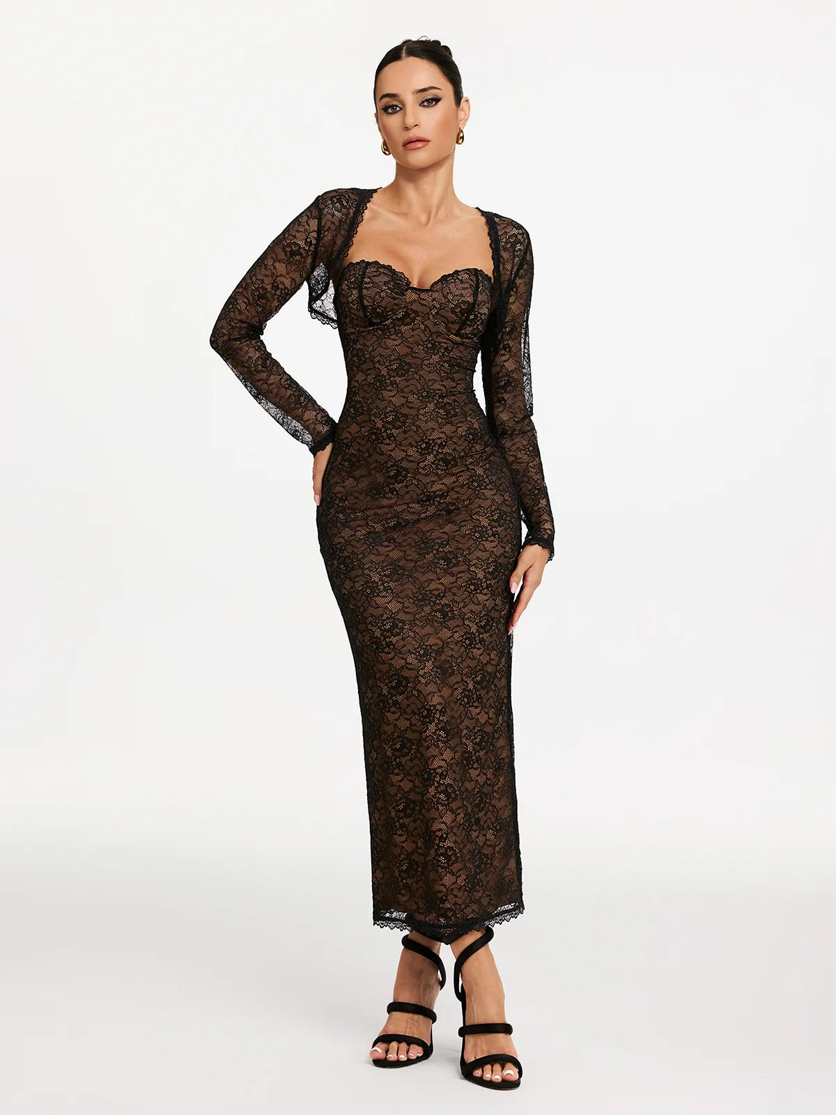 Velora Lace Sculpt Maxi Dress