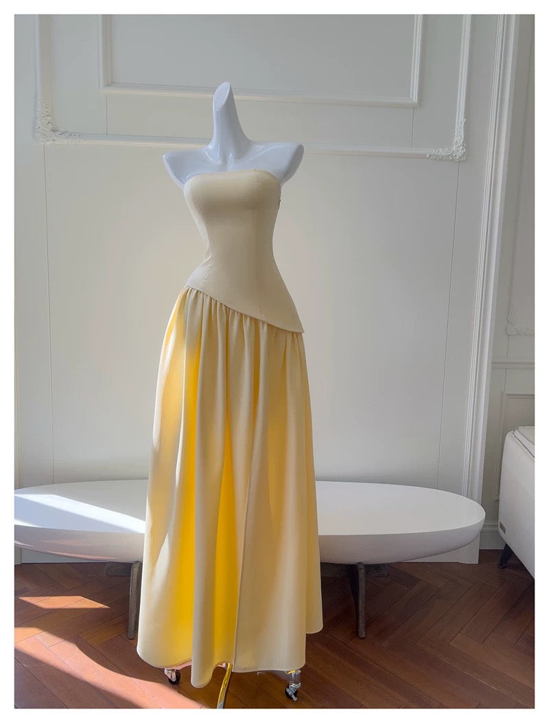 Soleil Scarf Drape Gown - Butter Yellow
