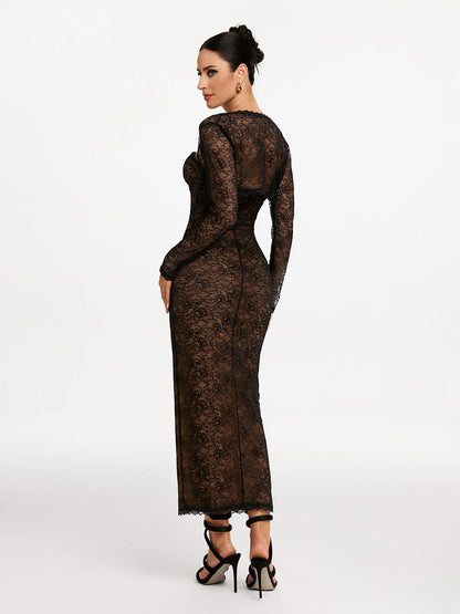 Velora Lace Sculpt Maxi Dress