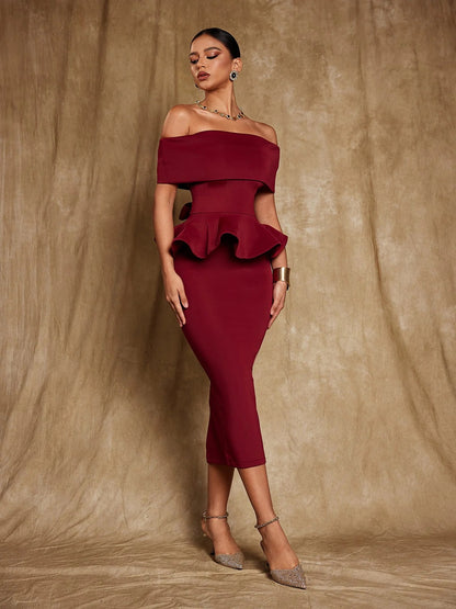 Off shoulder flounce top & skirt setup