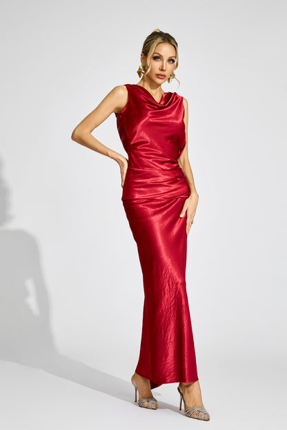 Scarlett Satin Backless Flower Gown