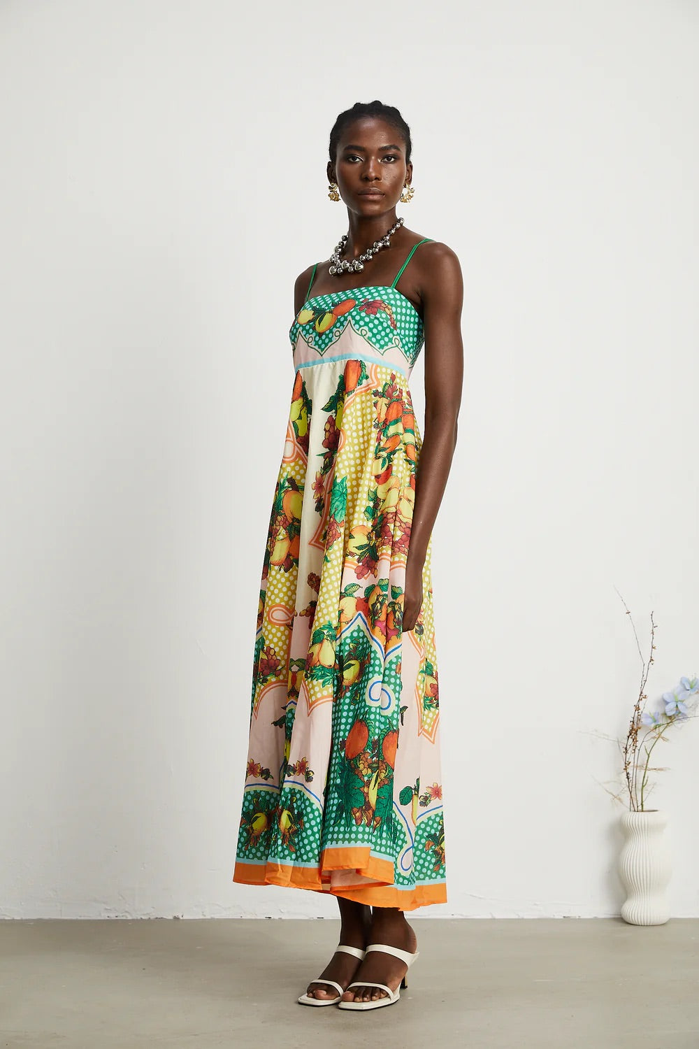 Evianna fruits print midi dress