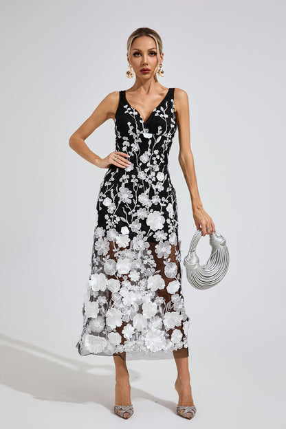 Midnight Garden Embroidered Dress