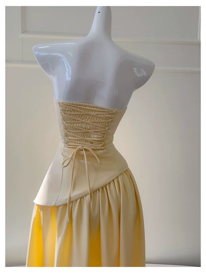 Soleil Scarf Drape Gown - Butter Yellow