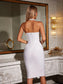 Halterneck crystal white midi dress