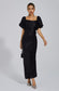 Linda black bow sequin maxi dress