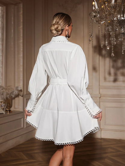 Petal Embroidered Shirt Dress