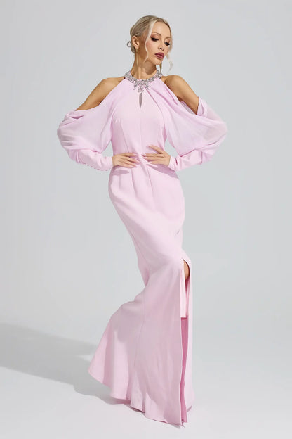 Seraphina Crystal Cold-Shoulder Gown