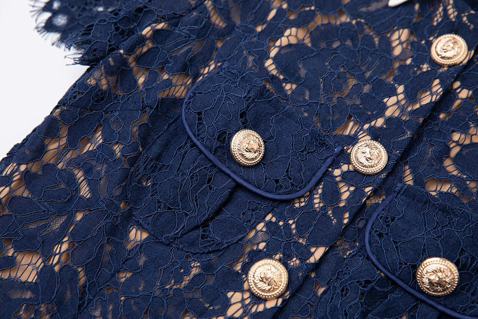 Guxi Navy Lace Collar Dress